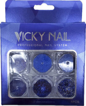 GNV675.jpeg VICKY NAIL GLITTER ΣΚΟΝΗ ΓΙΑ ΝΥΧΙΑ BLUE ROYAL ΣΕΤ 6 ΤΕΜΑΧΙΩΝ - Image 1
