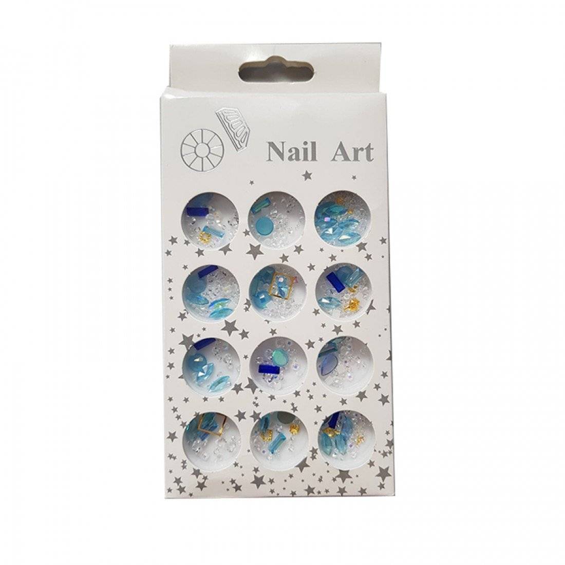 GSMP99.jpg GLITTER STARS ΓΙΑ ΜΑΝΙΚΙΟΥΡ ΠΕΝΤΙΚΙΟΥΡ ΣΕΤ 12 ΒΑΖΑΚΙΑ BLUE/WHITE/GOLD - Image 1