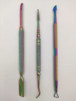 Σετ 3 τεμαχίων pusher επωνυχίων ιριδίζον stainless steel