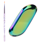 Μεταλλική Ορθογώνια Λεκάνη Εργαλείων με Διπλό Nail Art Πινέλο