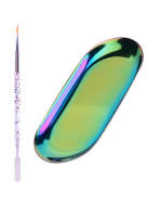 Μεταλλική Ορθογώνια Λεκάνη Εργαλείων με Διπλό Nail Art Πινέλο